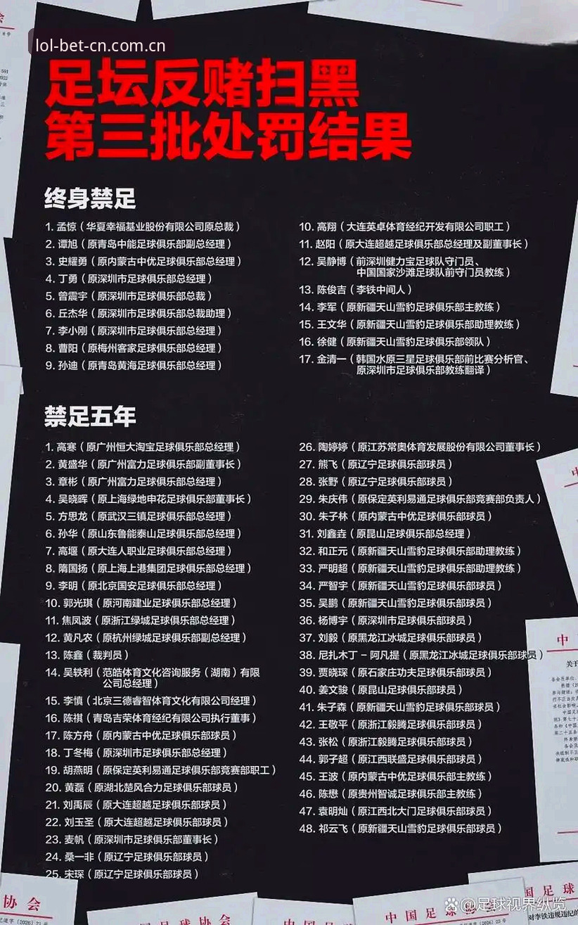 足协第三批禁足名单全面解析：65人受罚背后的足球腐败生态与英雄联盟竞猜的思考